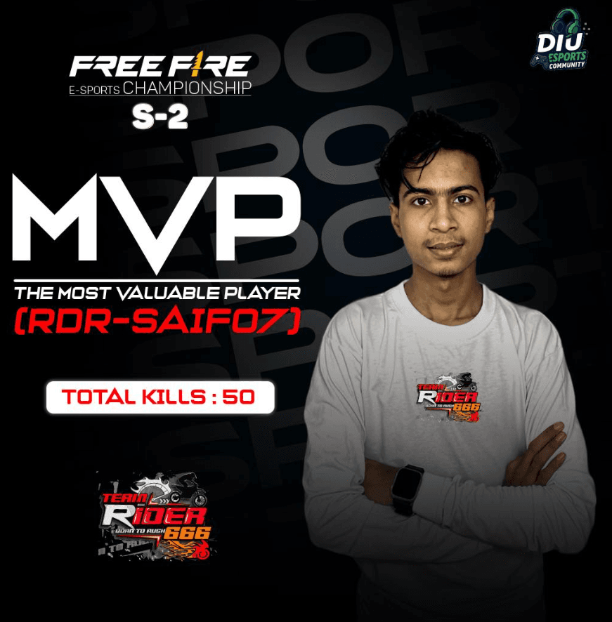 MVP honor at Free Fire DIU E-Sports Championship S2
